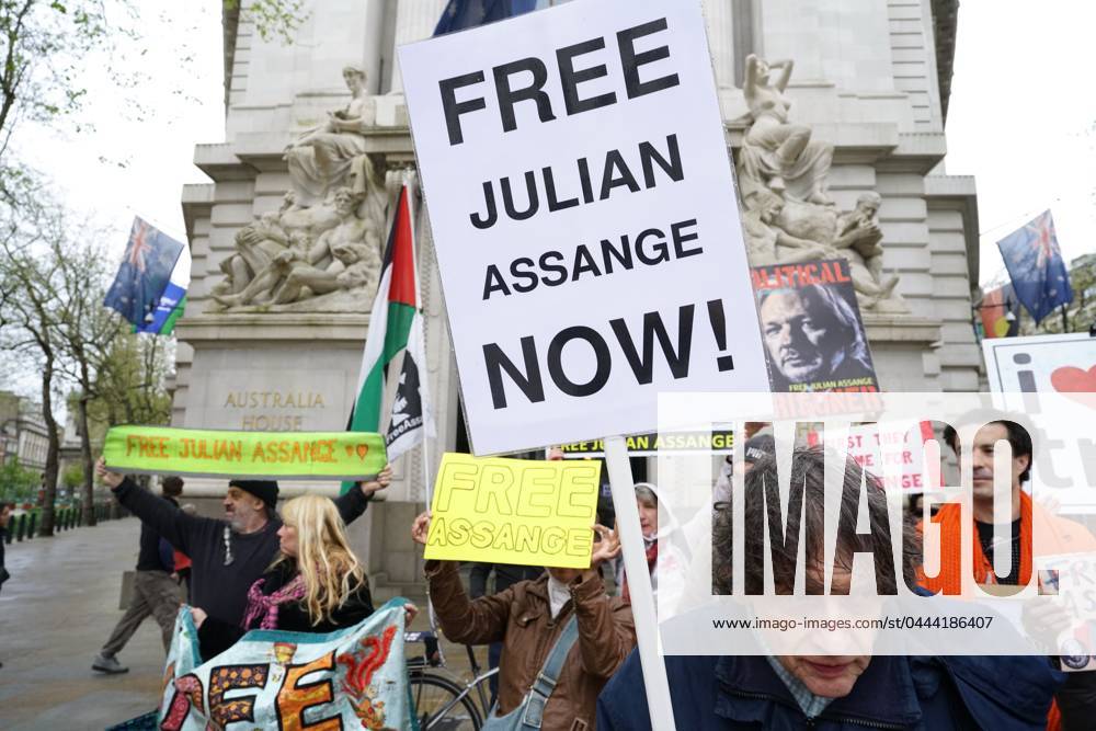 Protest on the 5th anniversary of Julian Assanges incarceration in London The Committee to Defend Julian Assange convenes at Australia House to mark the 5th anniversary of Julian s incarceration in Belmarsh prison. The gathering calls attention to the ongoing legal battle and the implications for press freedom and human rights. Supporters of Assange, who has been detained for over a decade, emphasize the need for journalistic protections and the publics right to know, as they rally against his extradition. London England UK
