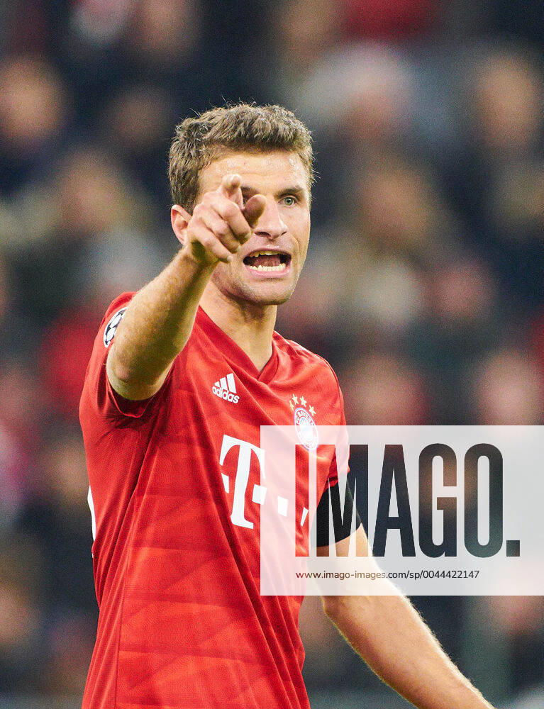 Champions League, Munich-Piraeus, Munich November 6, 2019. Thomas MUELLER, MÜLLER, FCB 25 FC BAYERN MUNICH - OLYMPIACOS PIRAEUS UEFA Football Champions League , Munich, November 06, 2019, Season 2019 2020, group stage ,group B, FCB, Reds, Bavaria, München
