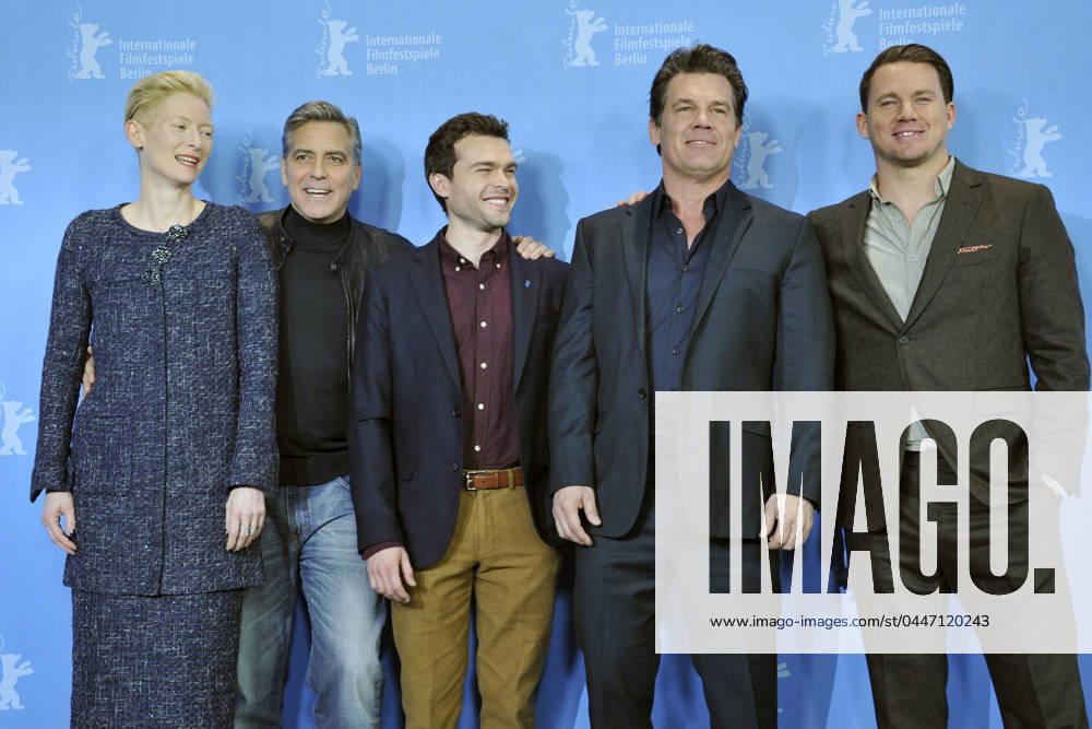 George Clooney, Channing Tatum, Josh Brolin, Ethan Coen, Alden Ehrenreich, Tilda Swinton, Joel Coen seen at Hail, Caesar! photocall during 66th Berlin International Film Festival 147919, George Clooney, Channing Tatum, Josh Brolin, Ethan Coen, Alden Ehrenreich, Tilda Swinton, Joel Coen seen at Hail, Caesar! photocall during 66th Berlin International Film Festival. Berlin, Germany - Thursday February 11, 2016. NORTH AMERICA, SPAIN, ITALY, CHINA, SWEDEN, PORTUGAL, SOUTH AMERICA, SOUTH AFRICA, BALTIC STATES, POLAND, CZECH REPUBLIC & GREECE ONLY,