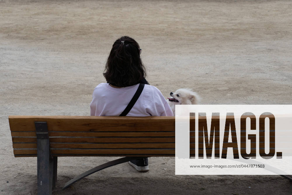 A woman spends the afternoon in a park with her dog in Santiago, Chile. Santiago Chile - ZUMAb332 20240421_zip_b332_002