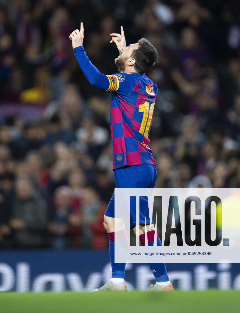 Fußball: UEFA Champions League: 5. Spieltag, FC Barcelona, Barca - Borussia Dortmund am 27.11.2019 im Camp Nou in Barcelona Torjubel, Jubel, Freude, ganze Figur, Gestik, Mimik, Lionel MESSI, FC Barcelona, UEFA REGULATIONS PROHIBIT ANY USE OF PHOTOGRAPHS AS IMAGE SEQUENCES AND OR QUASI-VIDEO.