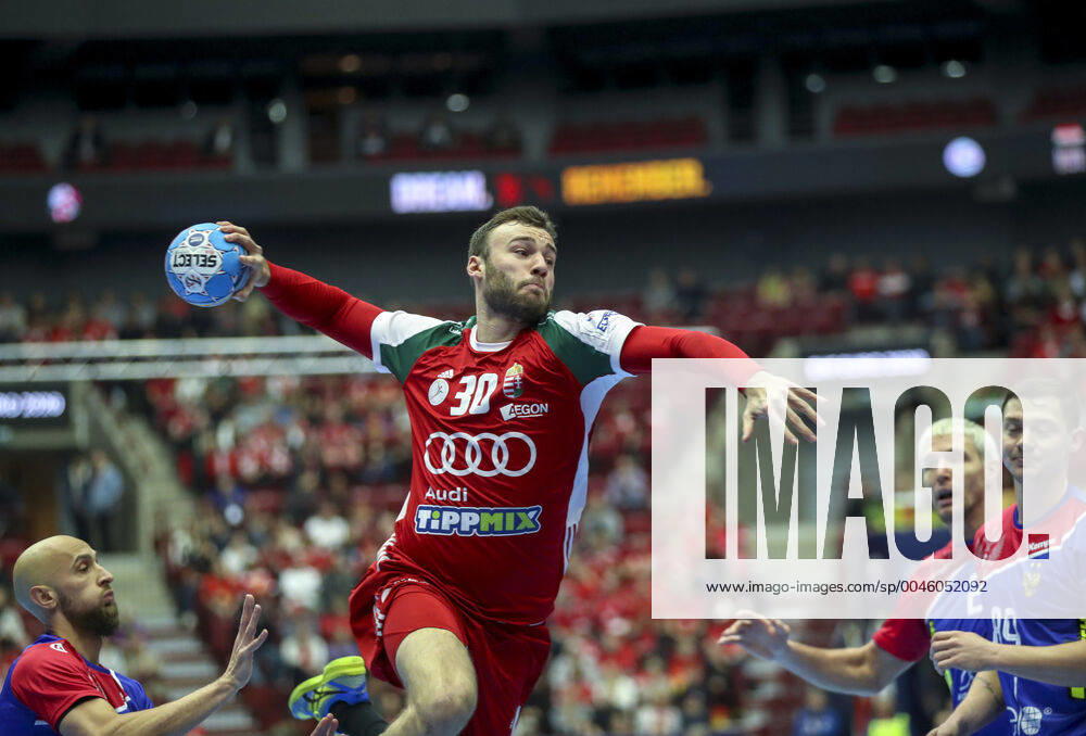 MALMO 20200111 Hungary s Zoltan Szita attacks during the Men s EHF EURO 2020 Handball group E match preliminary round between Hungary and Russia in Malmo Arena Saturday Jan. 11, 2020. Photo Andreas Hillergren TT kod 10600 Malmo Sweden