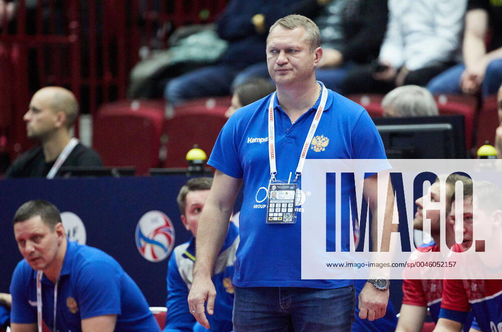 MALMO 20200111 Russia s head coach Eduard Koksharov during the Men s EHF EURO 2020 Handball group E match preliminary round between Hungary and Russia in Malmo Arena Saturday Jan. 11, 2020. Photo Andreas Hillergren TT kod 10600 Malmo Sweden