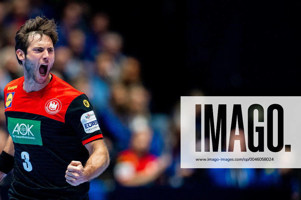 Uwe Gensheimer of Germany celebrates during the EHF European Handball Championship match between Spain and Germany on January 11, 2020 in Trondheim. Photo: Vegard Wivestad Grott BILDBYRAN kod VG 170462 bbeng handball handball handboll handball-em 2020 european men?s handball championship 2020 em 2020 handbolls-em 2020 ehf euro 2020 spania spanien tyskland germany deutschland jubel