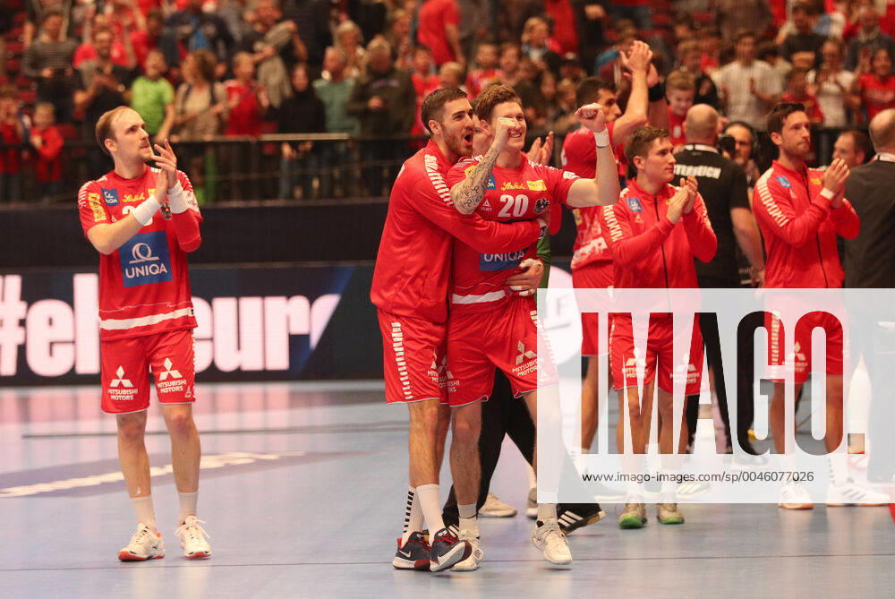 HANDBALL - EHF EURO 2020, AUT vs UKR VIENNA,AUSTRIA,12.JAN.20 - HANDBALL - EHF European Men s Handball Championship 2020, group stage, Austria vs Ukraine. Image shows the rejoicing of AUT. GEPAxpictures xChristianxOrt