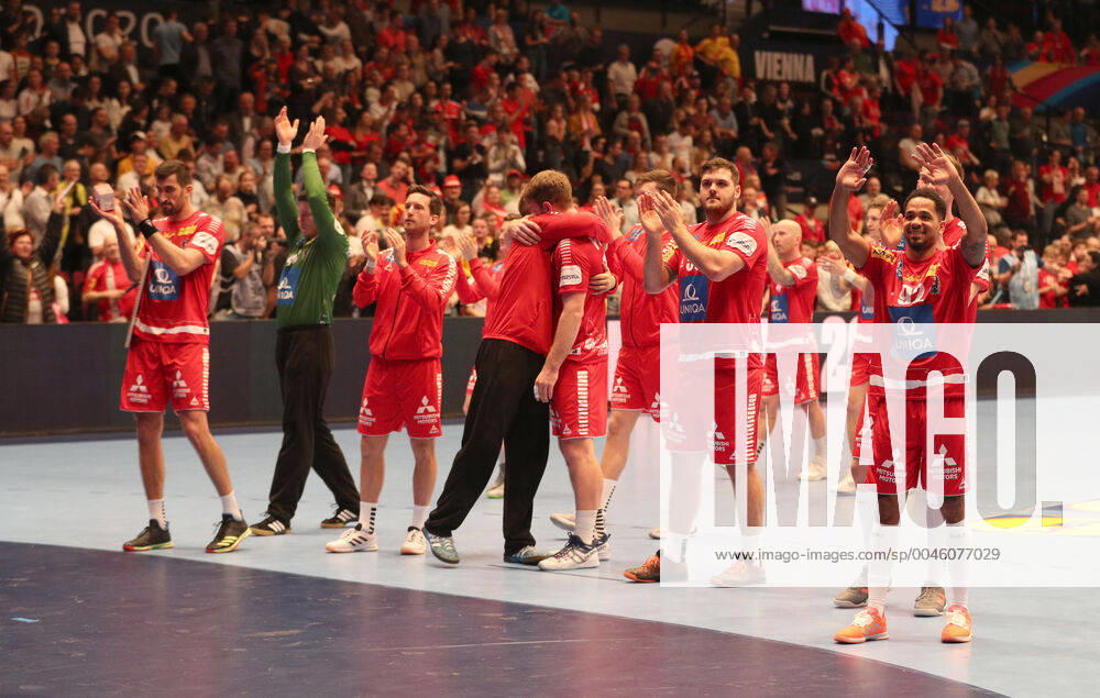 HANDBALL - EHF EURO 2020, AUT vs UKR VIENNA,AUSTRIA,12.JAN.20 - HANDBALL - EHF European Men s Handball Championship 2020, group stage, Austria vs Ukraine. Image shows the rejoicing of AUT. GEPAxpictures xChristianxOrt