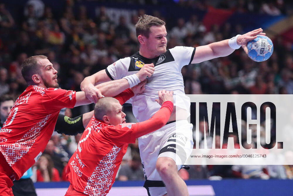 Men s EHF Euro 2020 - Belarus v Germany 16.01.2020., Wiener Stadthalle, Vienna, Ausrtia - Men s EHF Euro 2020, Main Round, group 1, 1st round, Belarus - Germany. Artsem Karalek, Ivan Brouka, David Schmidt LukaxStanzl PIXSELL