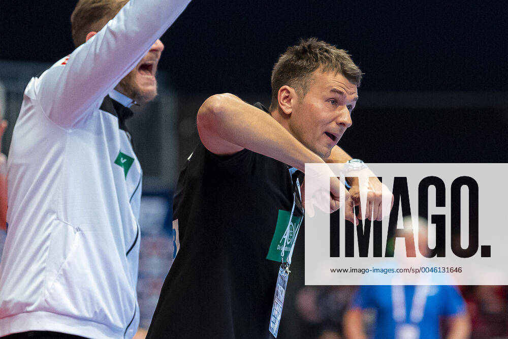 Handball, Maenner: EM 2020, Hauptrunde, Gruppe 1, Weißrussland - Deutschland Trainer Christian Prokop (Deutschland) Gestik Geste gestikuliert Wien Stadthalle Wien Oesterreich