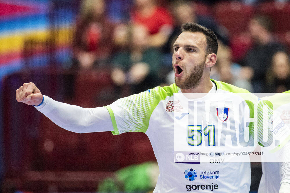 Borut Mackovsek of Slovenia celebrates during the EHF European Handball Championship match between Slovenia and Hungary on January 19, 2020 in Malmö. Photo: Ludvig Thunman BILDBYRAN kod LT 35708 bbeng ehf euro 2020 em 2020 european men?s handball championship 2020 handball handboll handbolls-em 2020 handball handball-em 2020 slovenien slovenia hungary ungern jubek celebration