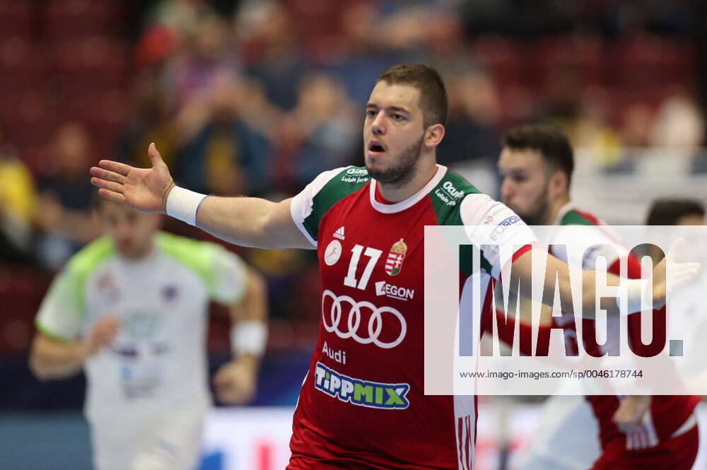 MALMOE 20200119 Hungary s Bece Nagy gestures during the Men s European Handball Championship main round Group 2 match between Slovenia and Hungary at Malmo Arena, Friday Jan. 19, 2020. Foto Andreas Hillergren TT kod 10600 Malmo Sweden