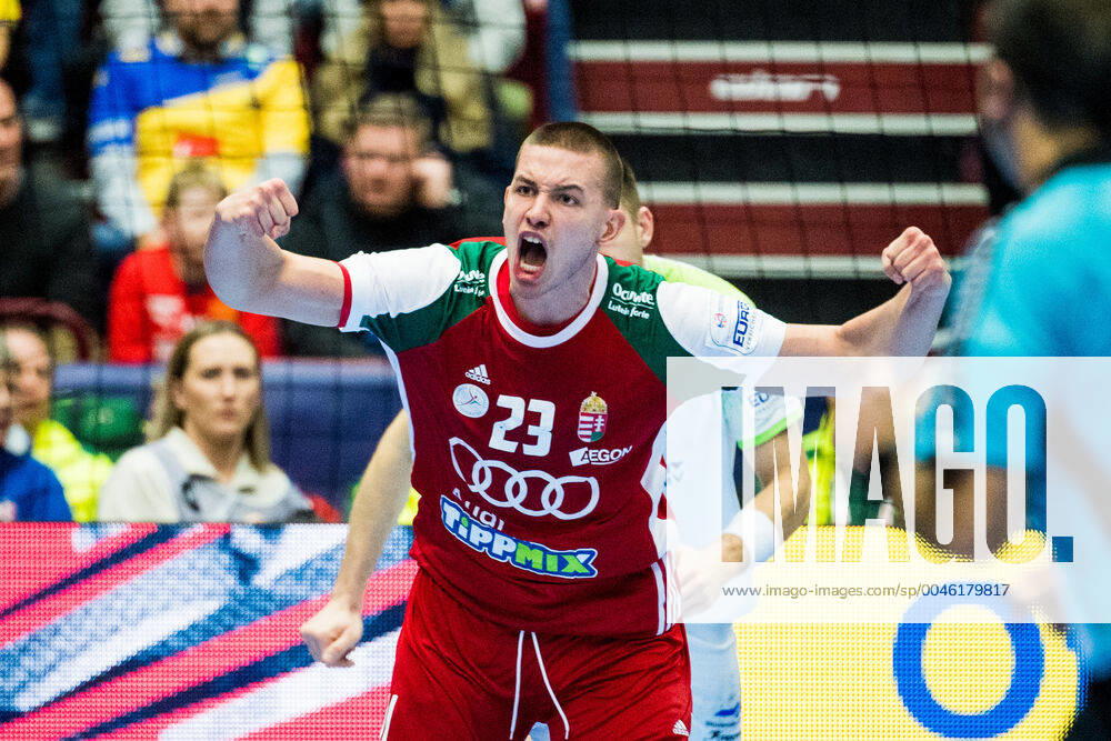 Dominik Mathe of Hungary celebrates during the EHF European Handball Championship match between Slovenia and Hungary on January 19, 2020 in Malmö. Photo: Ludvig Thunman BILDBYRAN kod LT 35712 bbeng ehf euro 2020 em 2020 european men?s handball championship 2020 handball handboll handbolls-em 2020 handball handball-em 2020 slovenia slovakien hungary ungern jubel celebration