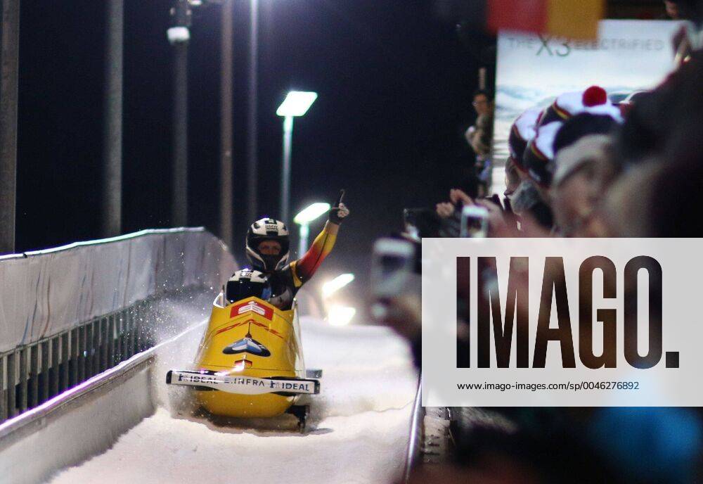 KW04 BMW IBSF Worldcup, 2er Bob Meanner, 25.01.2020, Koenigssee BMW IBSF Worldcup Bob and Skeleton, 2er Bob Meanner, 25.01.2020, Koenigssee Bild: Jubel im Ziel bei FRIEDRICH Francesco, MARGIS Thorsten( 4,GER)