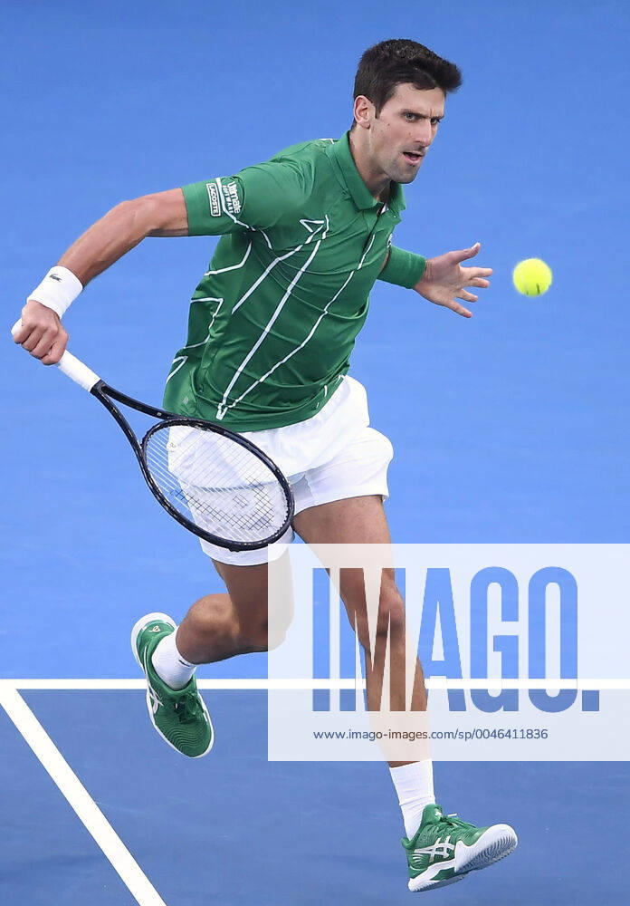 Tennis: Australian Open Novak Djokovic of Serbia plays a shot during the Australian Open tennis final against Dominic Thiem of Austria on Feb. 2, 2020, in Melbourne.