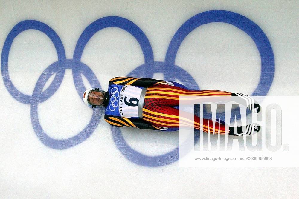 Georg Hackl (Deutschland) Rennrodeln OS Winter Herren Olympische Winterspiele 2002, Olympia, Olympiade, Spiele, Rennschlitten, Rennschlittensport, Vdig Einzelbild Utah Olympic Park Salt Lake City