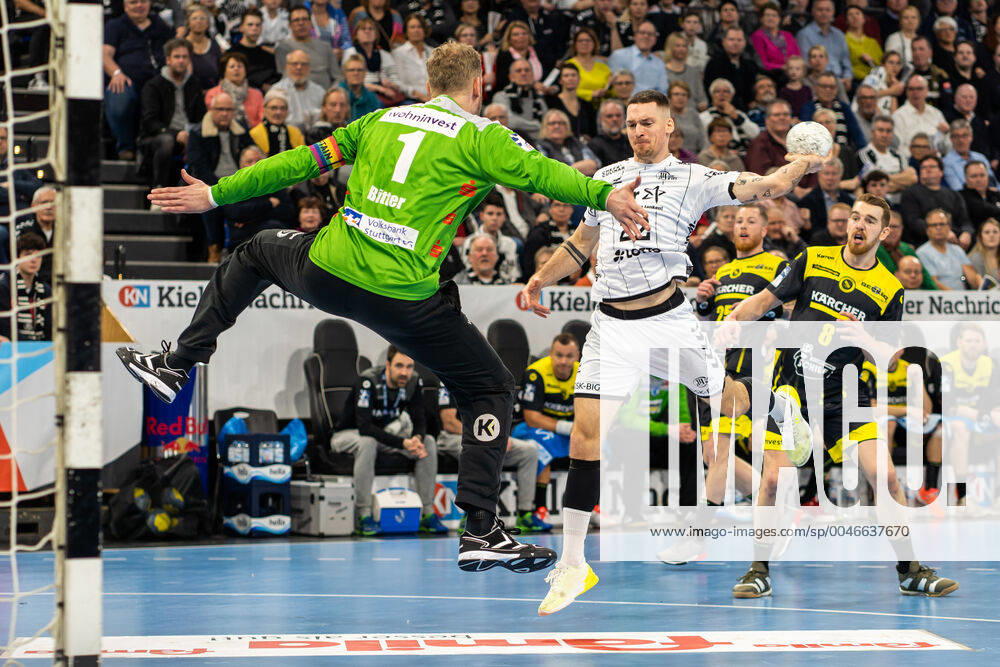 THW Kiel gegen TVB 1898 Stuttgart am 16.2.2020 Ole Rahmel ( 22, THW Kiel, AU), THW Kiel gegen TVB 1898 Stuttgart in der LIQUI MOLY Handball-Bundesliga am 25. Spieltag, in der Sparkassen Arena (Kiel) am 16.2.2020