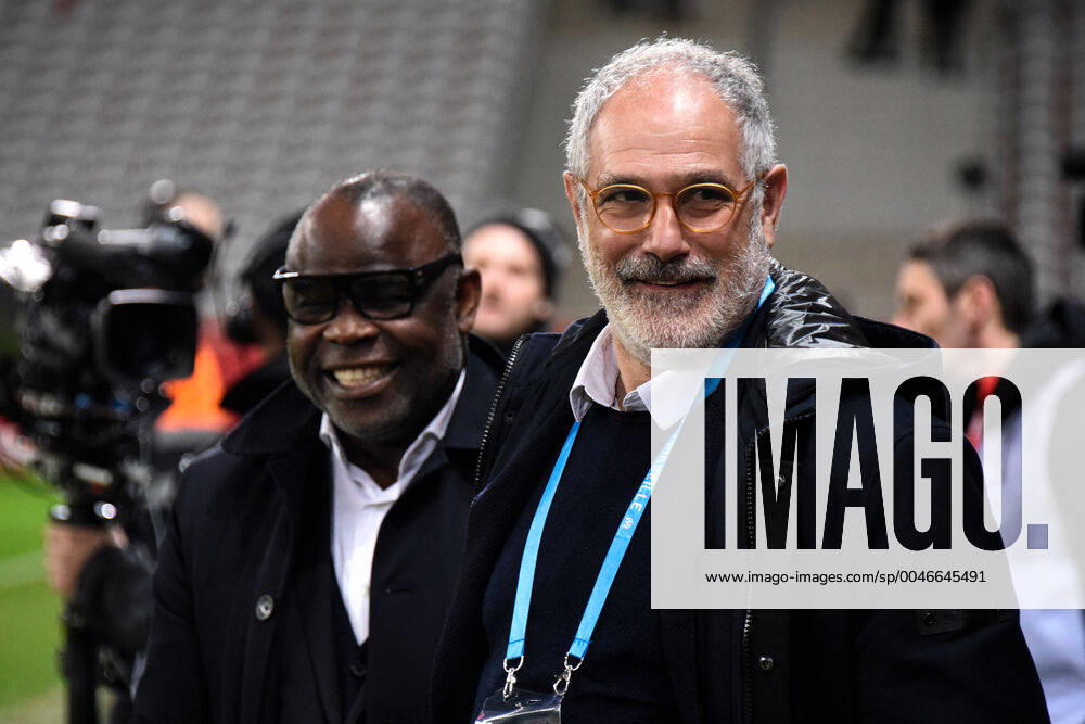 Reconnaissance du terrain Andoni Zubizarreta ( directeur sportif Olympique Marseille ) - Boli Basile ( OM ) FOOTBALL : Lille OSC vs Olympique de Marseille - Ligue 1 - Lille - 16 02 2020 FedericoPestellini Panoramic