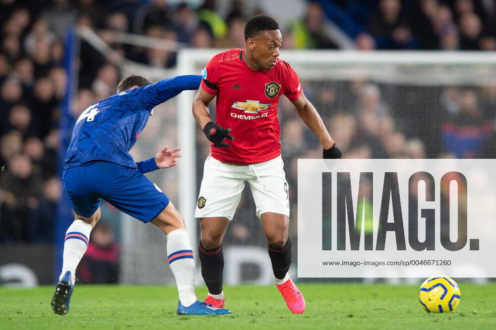 Anthony Martial of Manchester United, ManU fights for the ball with Andreas Christensen of Chelsea during the Premier League match between Chelsea and Manchester United at Stamford Bridge, London, England on 17 February 2020. Salvio Calabrese...Editorial use only, license required for commercial use. No use in betting, games or a single club league player publications. Chelsea v Manchester United Premier League 17 02 2020. - ZUMAcs12 20200217_zaf_cs12_071