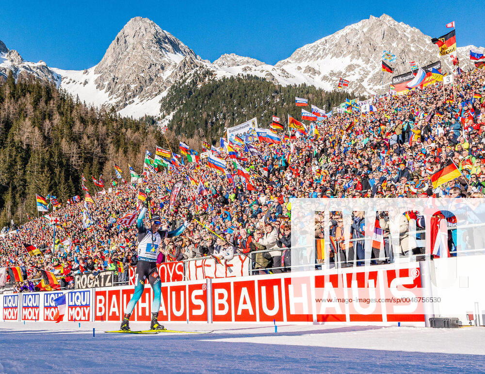 Suedtirol Arena, Antholz, ITA, IBU Weltmeisterschaften Biathlon, Herren, 4 x 7,5 km Staffel, im Bild Quentin Fillon Maillet (FRA) Quentin Fillon Maillet of France during men s 4 x 7,5 km Relay of IBU Biathlon World Championships 2020 at the Suedtirol Arena in Antholz, Italy on 2020 02 22. Antholz