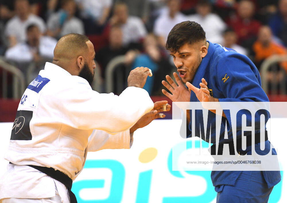 Judo , Grand Slam 2020 in Düsseldorf 100 KG plus Halbfinale Johannes Frey (blau) gewinnt gegen Roy Meyer(Niederlande in Weiß).