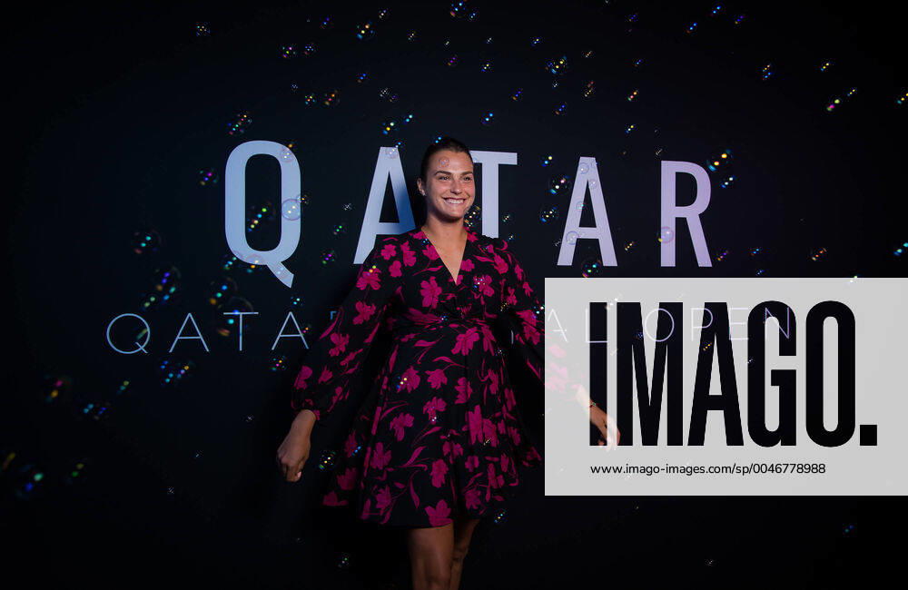 Aryna Sabalenka of Belarus in the photo booth ahead of the players party of the 2020 Qatar Total Open WTA, Tennis Damen Premier 5 tennis tournament 2020 Qatar Total Open, Tennis, Doha, Qatar, Feb 23 - ZUMAa181 20200223_zaa_a181_062