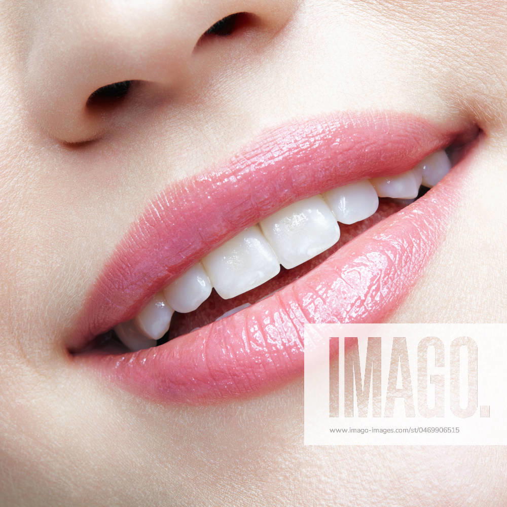 Close-up macro portrait of female part of face. Human woman lips with day beauty makeup Human mouth and nose. Close-up macro portrait of female part of face. Woman lips with day beauty makeup. ,model released, Symbolfoto