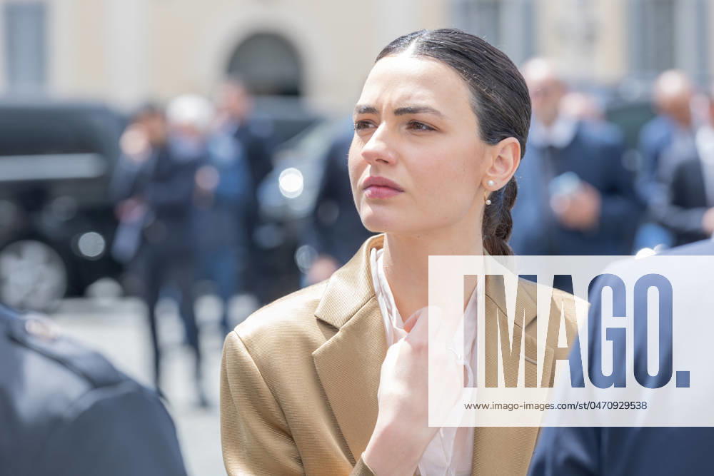 Italy: Nominees for David di Donatello Awards at Quirinale Actress Romana Maggiora Vergano leaves Quirinale Palace after presentation ceremony of David di Donatello Awards in Rome Rome Italy
