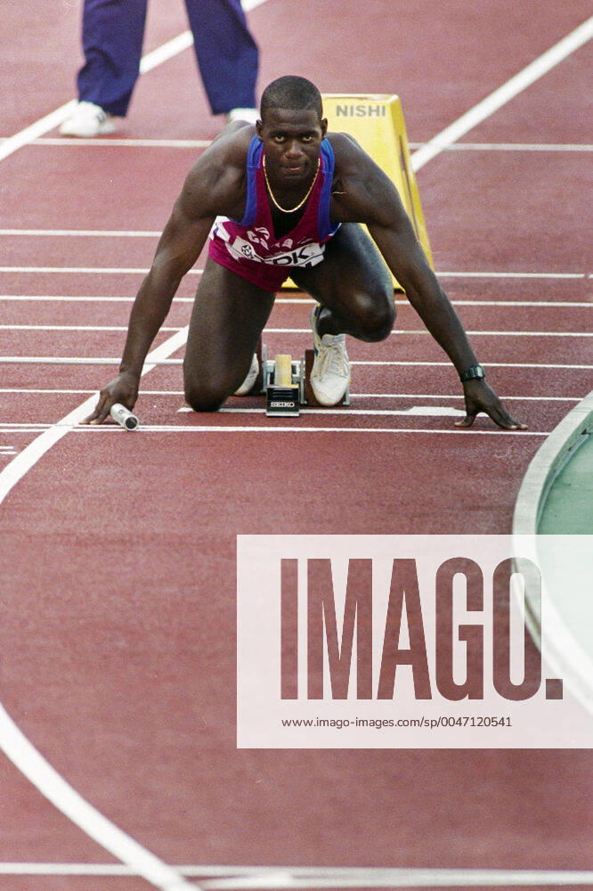 Athletics, World Athletics Championships: Ben Johnson of Canada during 4x100 m relay at The World Athletics Championships on August 25, 1991 in Tokyo, Japan. BILDBYRAN