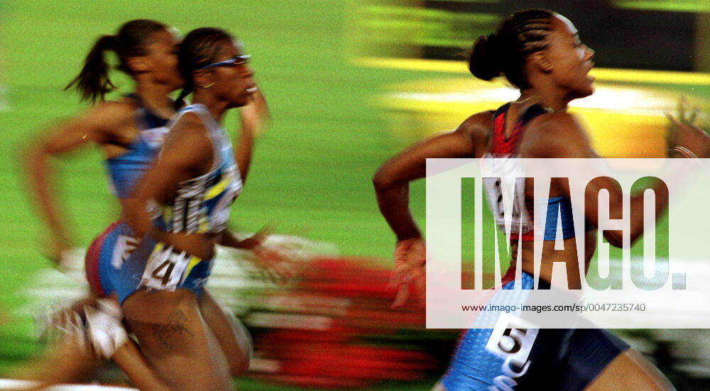 Athletics, World Athletics Championships: Winner Marion Jones of USA cross the finish line during womens 200 m at The World Athletics Championships on August 12, 2001 in Edmonton, Canada. Jones was later disqualified for doping. BILDBYRAN