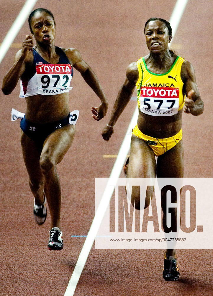 Athletics, World Athletics Championships: Gold medalist Veronica Campbell of Jamaica wins womens 100 m at The World Athletics Championships on August 28, 2007 in Osaka, Japan. BILDBYRAN