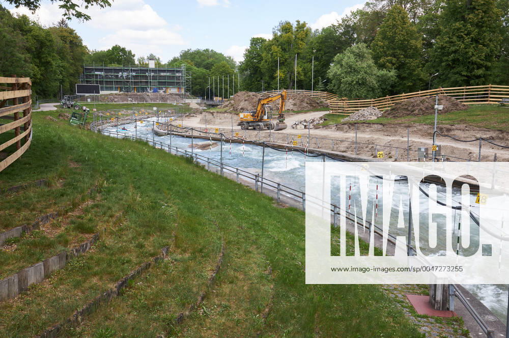 Baustelle Eiskanal: das Gelände wird ab jetzt für fast zwei Jahre für Passanten gesperrt wegen der Umbauten der Stecke für die Kanuslalom-WM 2022.