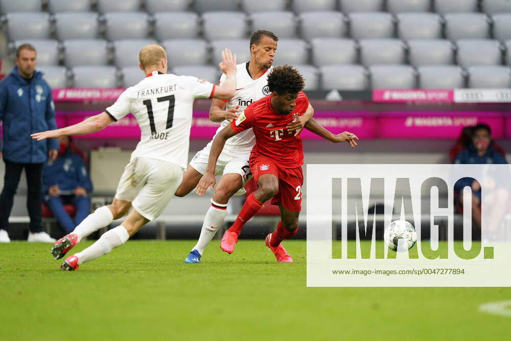KW21 1.Bundesliga FC BAYERN MUENCHEN - EINTRACHT FRANKFURT Muenchen, Deutschland, 23. Mai 2020, Timothy CHANDLER, FRA 22 gegen Kingsley COMAN, FCB 29 , Sebastian RODE, FRA 17 beim Spiel 1.Bundesliga FC BAYERN MUENCHEN - EINTRACHT FRANKFURT in der Saison 2019 2020 am 27.Spieltag. Foto: Peter Schatz Pool - DFL REGULATIONS PROHIBIT ANY USE OF PHOTOGRAPHS as IMAGE SEQUENCES and or QUASI-VIDEO - National and international News-Agencies OUT Editorial Use ONLY München Bayern Deutschland
