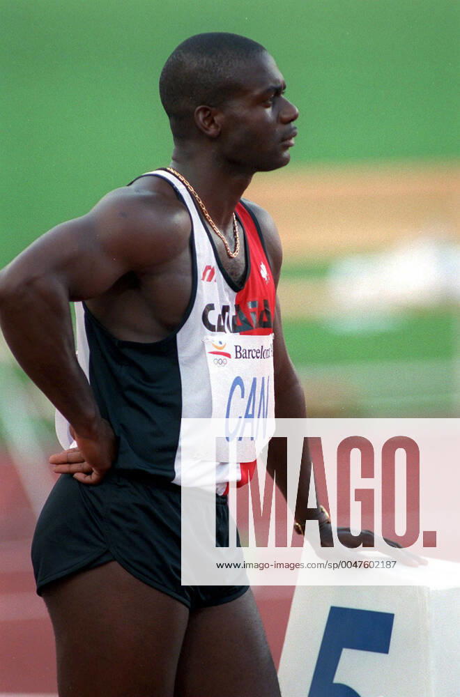 Summer Olympics 1992, Athletics: Ben Johnson of Canada during 100 m at The Summer Olympic Games, Olympische Spiele, Olympia, OS on July 31, 1992 in Barcelona, Spain. BILDBYRAN