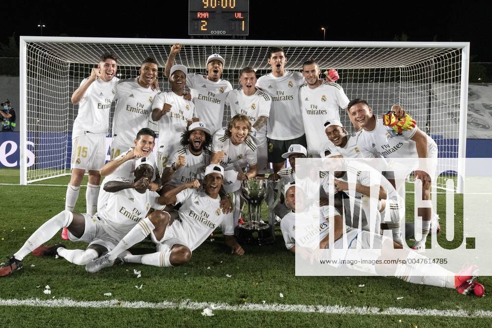 KW29 Spanish La Liga soccer match Real Madrid vs Villarreal at Alfredo Di Estefano Stadium, Madrid, July 16, 2020 Real Madrid players celebrate champions of the Spanish La Liga La Liga Cordon Press Cordon Press xx xFUTBOLxTEMPORADAx2019-2020x