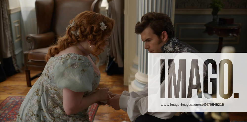 Nicola Coughlan and Luke Newton Los Angeles.CA.USA. Nicola Coughlan and Luke Newton in a scene in the (C) Netflix romantic drama Bridgerton TV) (2024) S3E2 Season 3 Start date:2020 The series about the adventures of eight families set in the early 19th century England. LMK112-200524-001 Supplied by LMKMEDIA. Editorial Only. Landmark Media is not the copyright owner of these Film or TV stills but provides a service only for recognised Media outlets.
