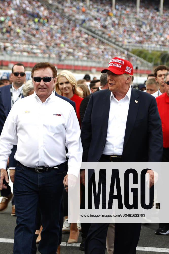 CHARLOTTE, NC - MAY 26: Former President of the United States of America Donald Trump with Richard Childress on pit road prior to the running of the NASCAR Cup Series Coca-Cola 600 on May 26, 2024 at Charlotte Motor Speedway in Charlotte, NC. (Photo by Jeff Robinson Icon Sportswire) Icon1045686805