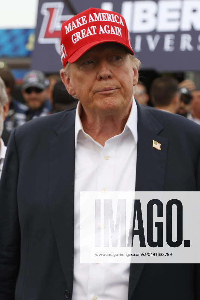 CHARLOTTE, NC - MAY 26: Former President of the United States of America Donald Trump on pit road prior to the running of the NASCAR Cup Series Coca-Cola 600 on May 26, 2024 at Charlotte Motor Speedway in Charlotte, NC. (Photo by Jeff Robinson Icon Sportswire) Icon1045686813