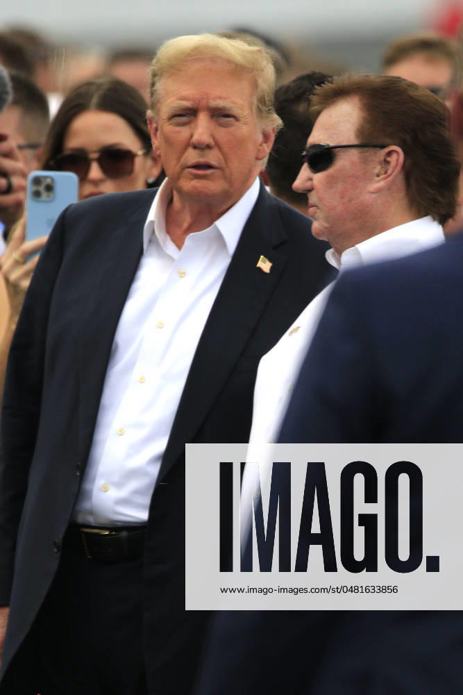 CHARLOTTE, NC - MAY 26: Former President of the United States of America Donald Trump with Richard Childress on pit road prior to the running of the NASCAR Cup Series Coca-Cola 600 on May 26, 2024 at Charlotte Motor Speedway in Charlotte, NC. (Photo by Jeff Robinson Icon Sportswire) Icon1045686851