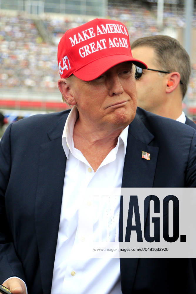 CHARLOTTE, NC - MAY 26: Former President of the United States of America Donald Trump on pit road prior to the running of the NASCAR Cup Series Coca-Cola 600 on May 26, 2024 at Charlotte Motor Speedway in Charlotte, NC. (Photo by Jeff Robinson Icon Sportswire) Icon1045686859