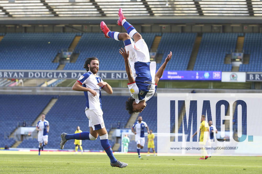 KW38 Blackburn Rovers v Wycombe Wanderers EFL Sky Bet Championship 19 09 2020. Goal 2-0 Blackburn Rovers midfielder Tyrhys Dolan (39) scores a goal 2-0 and celebrates with a back flip during the EFL Sky Bet Championship match between Blackburn Rovers and Wycombe Wanderers at Ewood Park, Blackburn, England on 19 September 2020. Blackburn Ewood Park Lancashire England Editorial use only DataCo restrictions apply See www.football-dataco.com ,