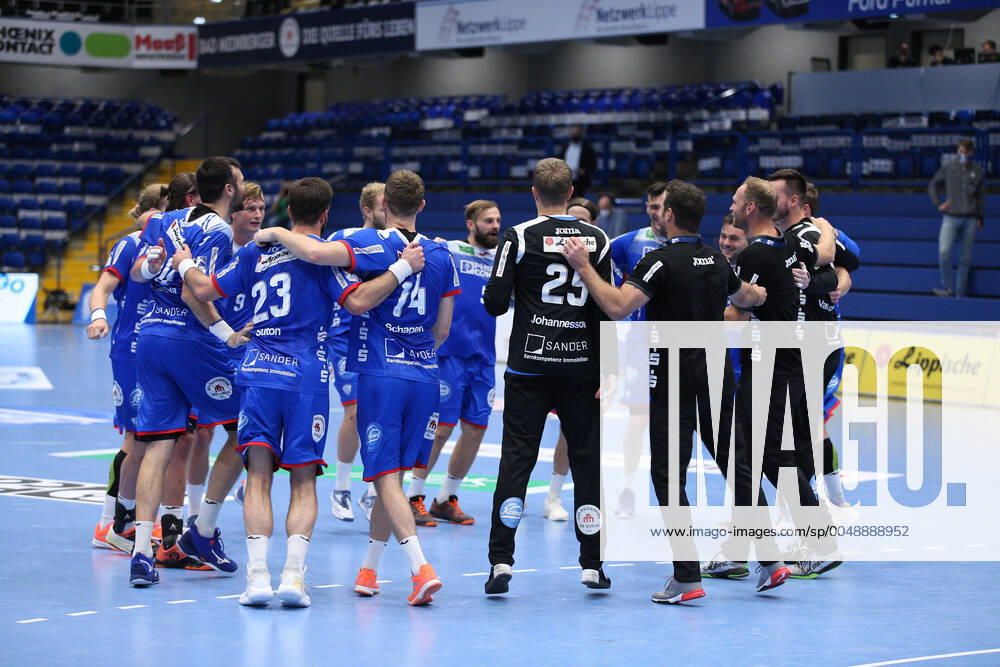 Siegesjubel bei TBV Lemgo Lippe GER, Handball, 1. Bundesliga, TBV Lemgo Lippe gegen TUSEM Essen, 22.10.2020 Lemgo