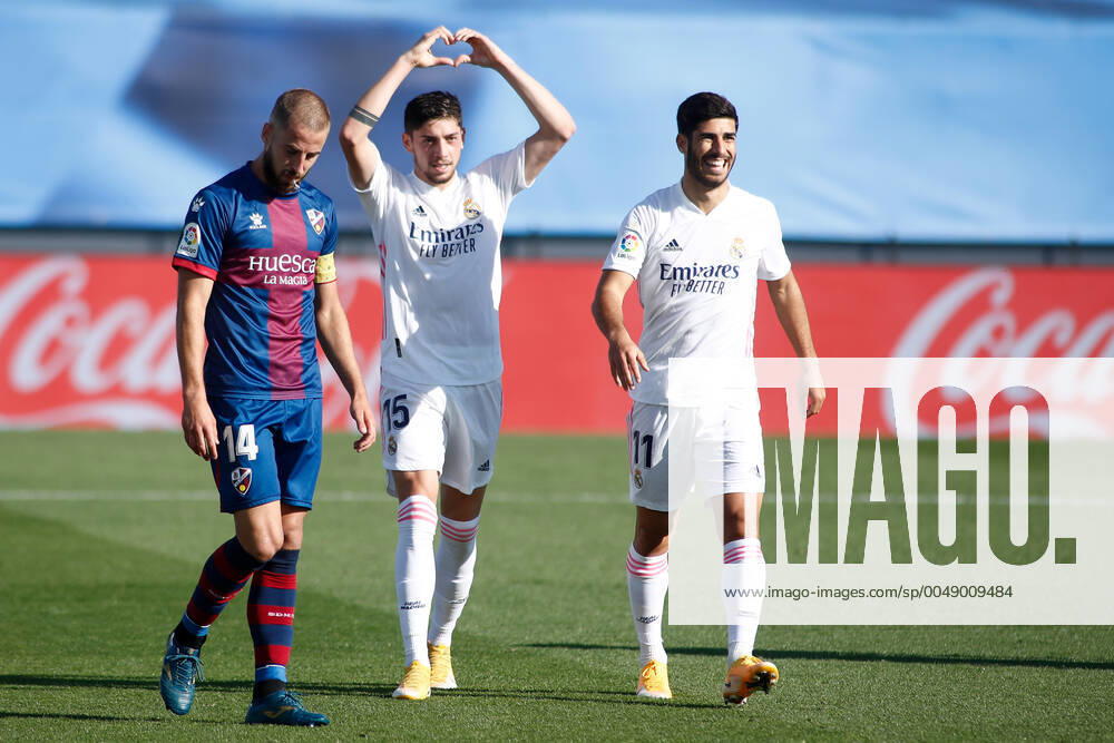 Federico Valverde of Real Madrid celebrates a goal during the spanish league, La Liga Santander, football match played between Real Madrid and SD Huesca at Alfredo Di Stefano stadium on October 31, 2020, in Valdebebas, Madrid, Spain. Valdebebas SPAIN - ZUMAa181 20201031_zaa_a181_122
