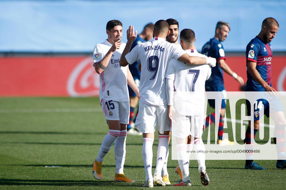 Federico Valverde of Real Madrid celebrates a goal during the spanish league, La Liga Santander, football match played between Real Madrid and SD Huesca at Alfredo Di Stefano stadium on October 31, 2020, in Valdebebas, Madrid, Spain. Valdebebas SPAIN - ZUMAa181 20201031_zaa_a181_124