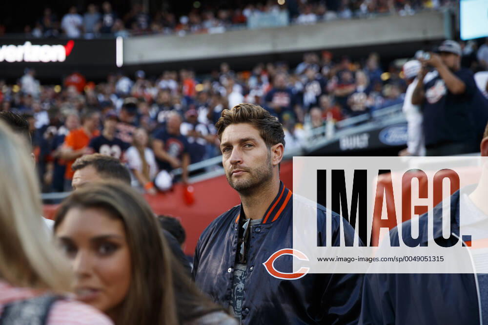 In this file photom, former Bears quarterback Jay Cutler watches players warm up before the Bears faced the Packers at Soldier Field on Sept. 5, 2019. Days before the 2020 presidential election, Cutler publicly announced his endorsement for President Donald Trump. USA - ZUMAm67_ 20201102_zaf_m67_002
