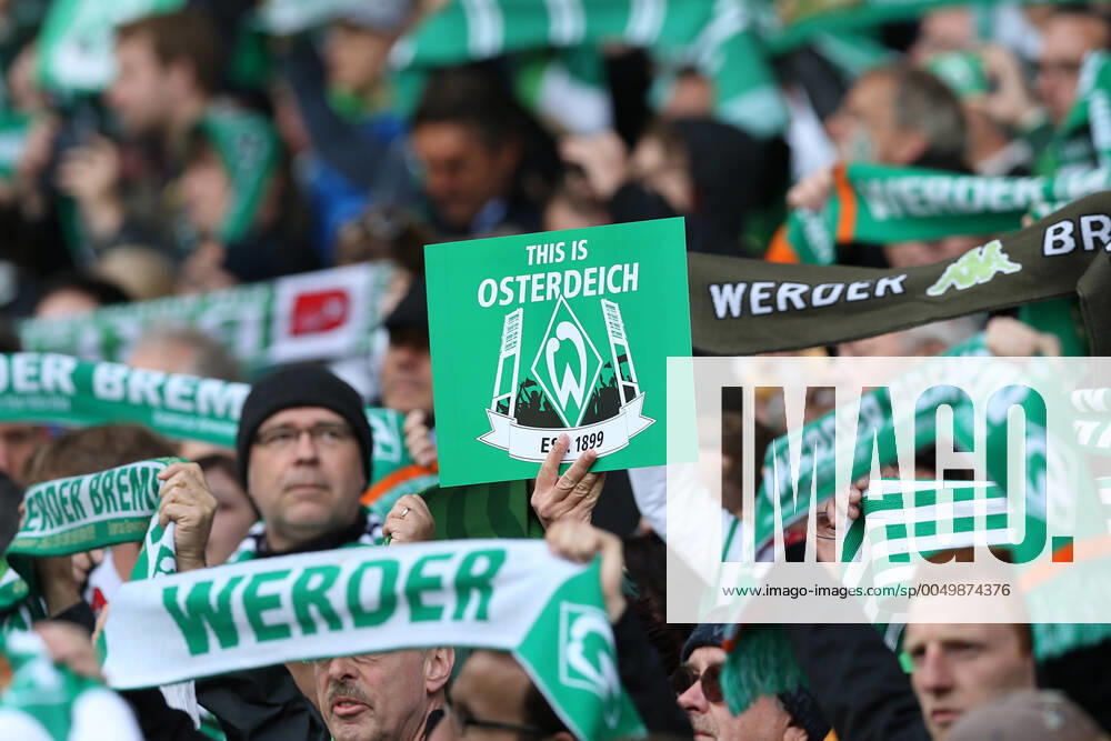 Bremen, Deutschland 14. Mai 2016: 1. BL - 15 16 - SV Werder Bremen vs. Eintracht Frankfurt Fankurve Fans Fanblock von Werder Bremen vor der Partie. Feature Symbol Symbolfoto charakteristisch Detail . quer, querformat 1. BL - 15 16 - SV Werder Bremen vs. Eintracht Frankfurt