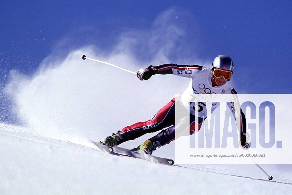 Kjetil Andre Aamodt aus Norwegen auf der Piste Alpiner Skilauf OS Winter Herren 1998, Winterspiele, Olympische Spiele, Olympia, Olympiade, Ski Alpin, Skisport, Abfahrt Einzelbild Happo One Nagano Dynamik,