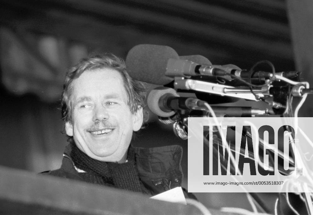 Velvet Revolution, Prague - Czechoslovakia, November 26th, 1989. Over half a milion Prague citizens and people from every corner of the republic came to Letna Plains to support the politics of Civic Forum (Obcanske Forum) and Vaclav Havel who is about to give a speech.