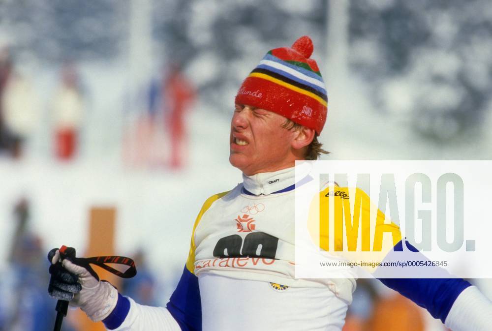 Gunde Svan (Schweden) Nordischer Skilauf OS Winter Herren Olympische Spiele 1984, Winterspiele, Ski Nordisch, Skisport Einzelbild Sarajevo Erschöpfung, Enttäuschung,