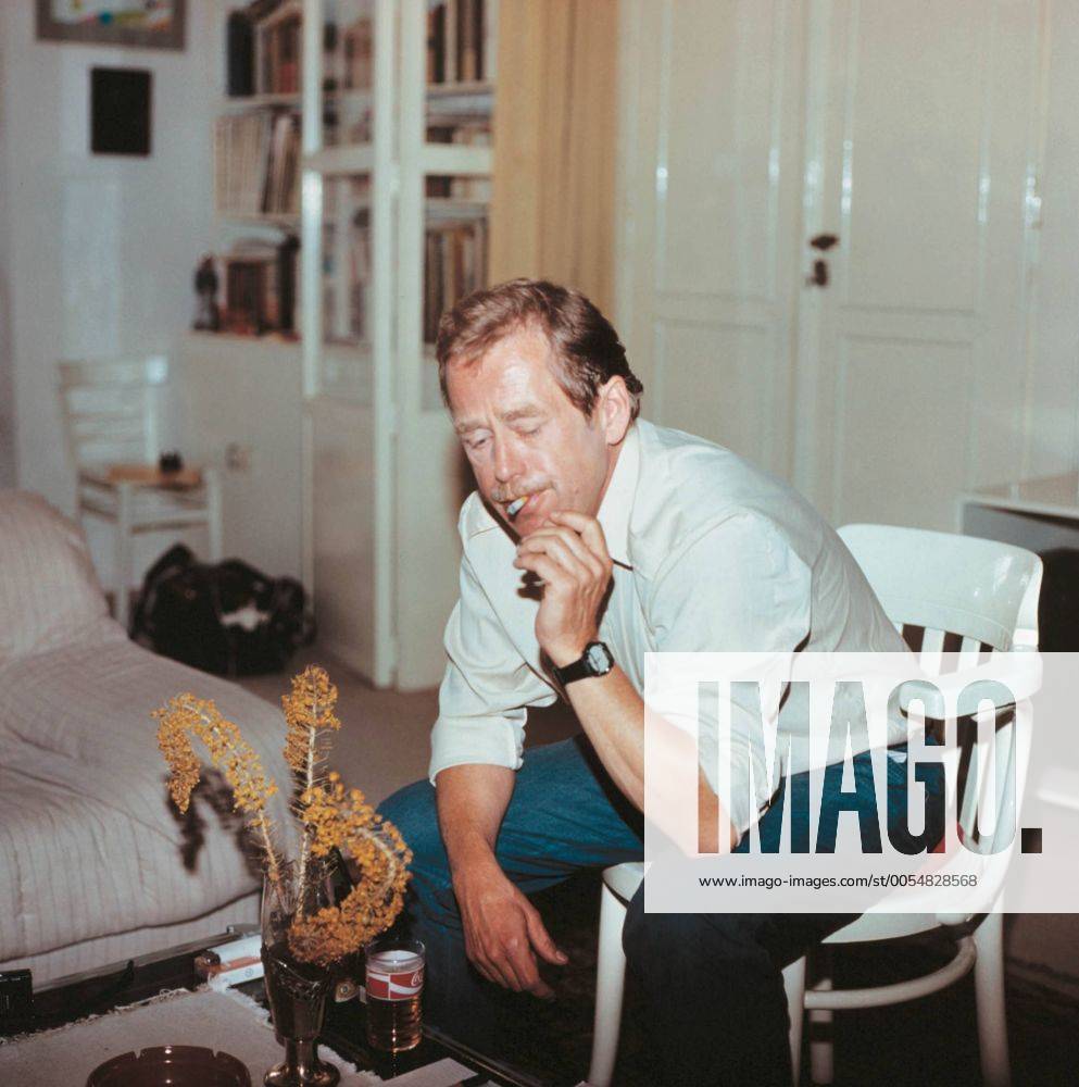 Playwright and dissident Vaclav Havel smokes cigarette at home, July 1989. CTK Photo Karel Kestner CTKPhoto00332044