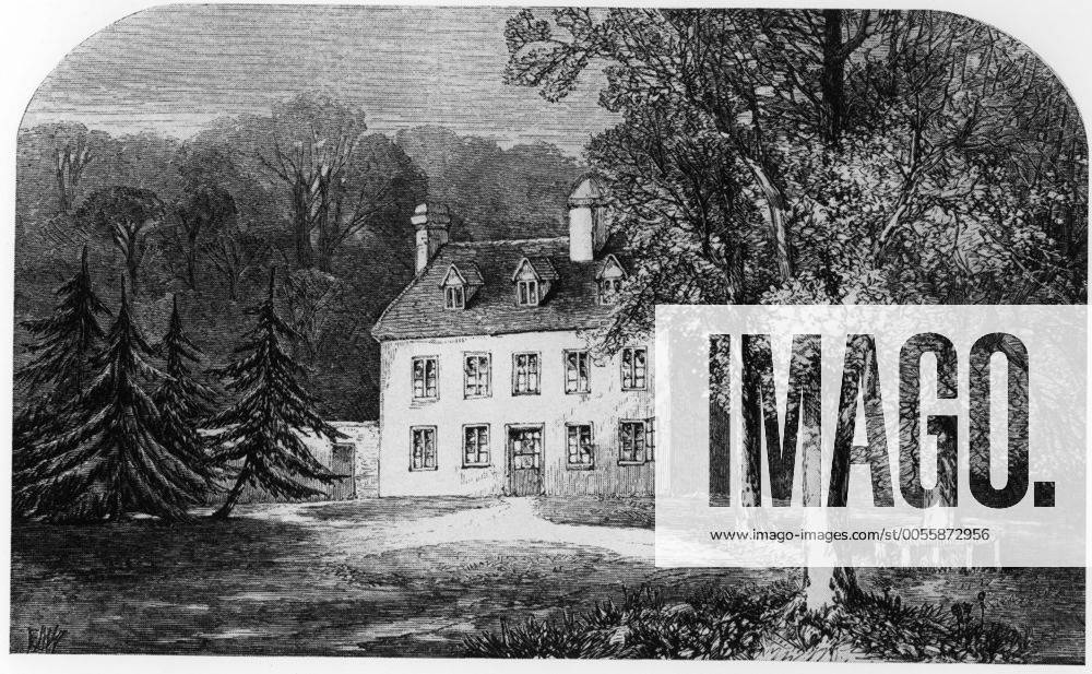 Steventon Parsonage in Hampshire - from Memoirs of Jane Austen by Edward Austen-Leigh, 1870 (her nephew). Jane was born in this house in 1777. ©TopFoto Mono Print !AUFNAHMEDATUM GESCHÄTZT! UnitedArchives1062130
