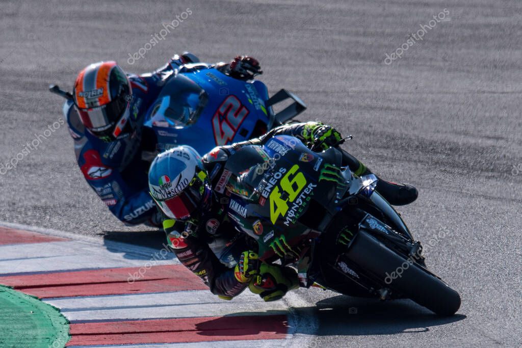 Valentino rossi - monster energy yamaha motogp and alex rins - team suzuki ecstar during Grand Prix of San Marino and Riviera di Rimini - Free practice 3 at the Misano Marco Simoncelli World Circuit in misano adriatico (rn), Italy, September 19 2020